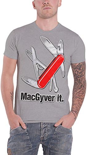 Macgyver T Shirt Macgyver It Swiss Army Pen Knife Official Mens Heather Grey