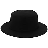 1PCS Black Classic Wide Brim Elegant Wool Blend Fedora Hat Brim Flat Church Derby Cap Trilby Caps Panama Hat Jazz Cap for Unisex Men and Women