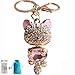 Bro'Bear Cute Kitten Sparkling Keychain Blingbling Crystal Rhinestone Handbag Charm for Cat Animal Lovers Diamond Kitty Key Ring/Chain Holder Purse Car Hanging Pendant Decoration Gift (Pink)