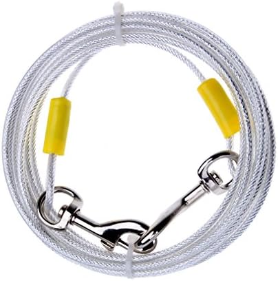 Sroute 15/20-Feet Tie Out Cable for Dogs Up to 100Pound (L, White)
