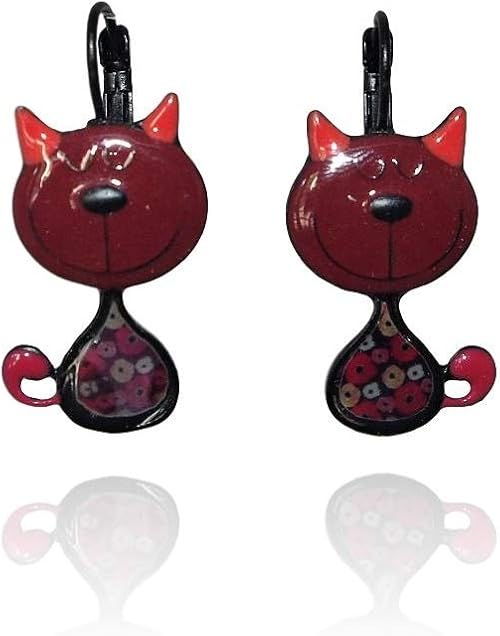 Lol Bijoux Boucles D Oreilles Chat Rouge Bordeaux Popup Bijoux Amazon Fr Bijoux