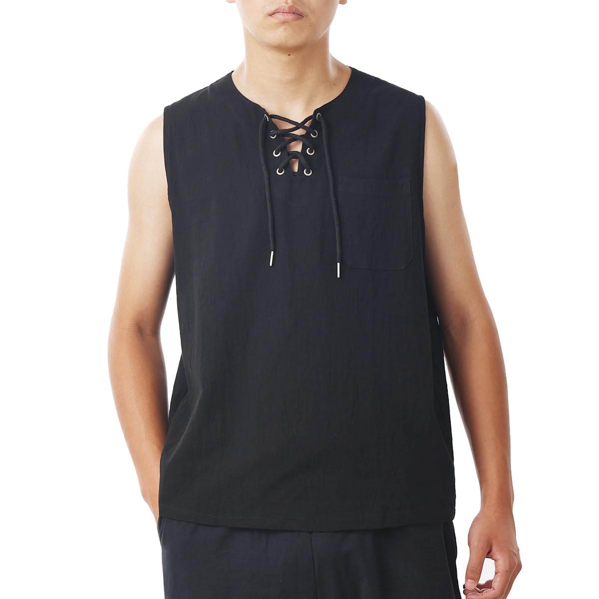 COSDREAMER Men Cotton T Shirt Medieval Renaissance Viking Pirate Shirt Tops (Tops Black, Small)