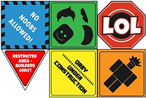 Robotz Party Sign 6 Cutouts Roblox Party Decorations - 