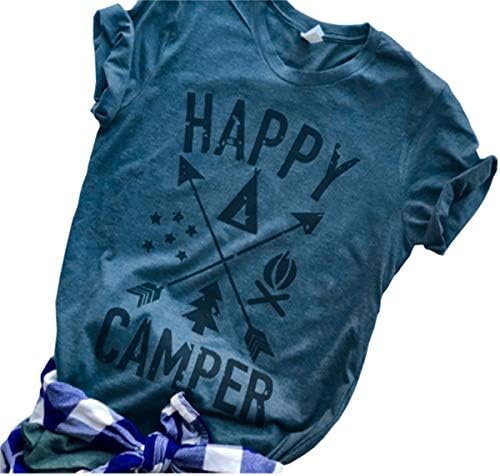 Deyuanjiagou Women's Happy Graphic Printing Tees Summer Round Neck Short Sleeve T-Shirts Tops