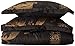 Chezmoi Collection 7-Piece Jacquard Floral Comforter Set, California King, Black/Gold