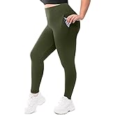 Leafigure Plus Size Leggings with Pockets for Women - High Waisted Buttery Soft Yoga Leggings for Workout