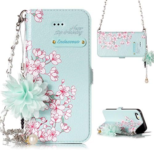 iPhone 5 Flip Case, iPhone 5S SE Case Wallet, Moon mood PU Leather Folio Case Cover for iPhone 5/5S/SE Flip Stand Cover with Support Function Card Holder Magnetic Closure Hand Straps Protective Shell