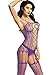 Amoretu Womens Striped Lingerie Crotchless Bodysuits Suspender Bodystocking Violet