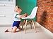 2xhome - Set of Four (4) - White - Kids Size Side Chairs White Seat Natural Wood Wooden Legs Eiffel Childrens Room Chairs No Arm Arms Armless Molded Plastic Seat Dowel Leg