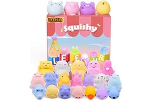 LEEHUR Squishies for Girls Easter Party Favors Squishys Kids Mochi Squishy 20Pcs Kawaii Soft Mini Moji Moji Animals Toys for 6 Year Old Boys Squeeze Stress Anxiety Relief Toys Goodie Bag Class Prize
