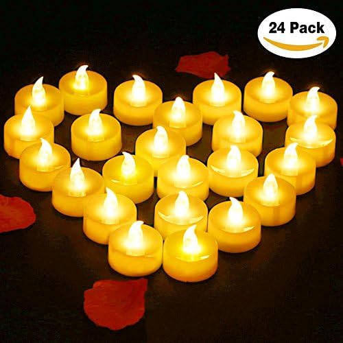 GLAMOURIC Flameless Candles LED Tea Light Flickering Flameless LED Tea Light Candles (Pack of 24)