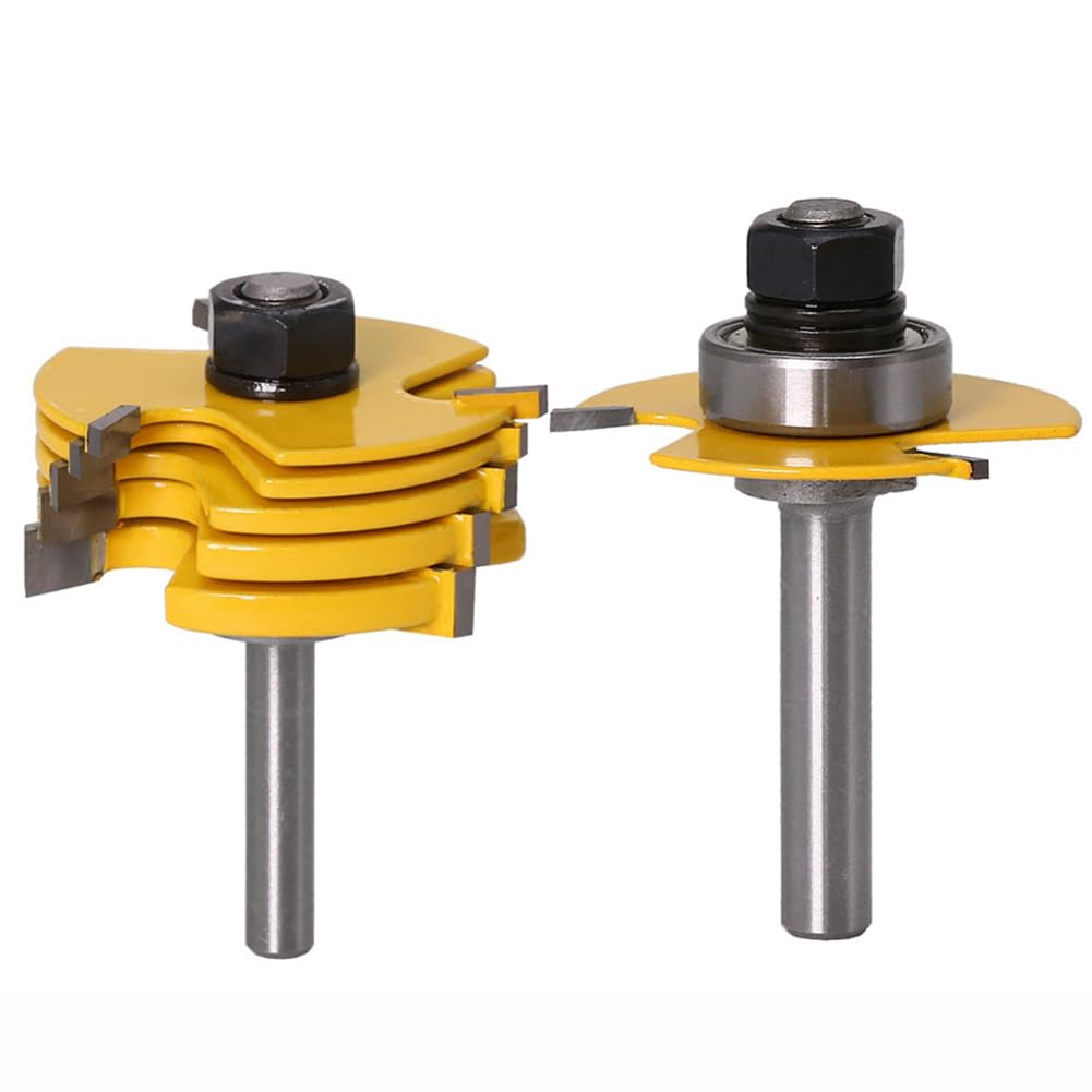 Bestgle 8mm Shank Slot Router Bit, Adjustable 6 Kerf 3-Wing Joint Slotting Router Bit Set with Bearings, Woodworking Milling Cutter Tool for Biscuit Joinery, Cabinet Doors & Panel Slots