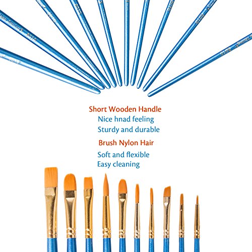 Hibery 20 Pcs Pointed - Round Paintbrush Set - Blue Round Pointed Tip Nylon Paint Brush Set, Art and Watercolor Brushes, Acrylic Paint Brushes, Oil Painting Supplies