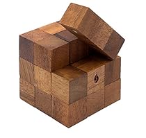 Snake Cube: Handmade & Organic Serpent Cube 3D Brain Teaser Wooden Puzzle for Adults from SiamMandalay with Free SM Gift Box(Pictured)