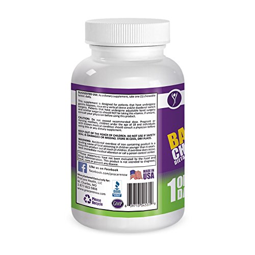 **New Enhanced Formula**Bariatric Complete Chewable Multi-Vitamin Once Per Day 30 Count- Designed for RNY, Sleeve, Bypass and Switch Surgery Patients- 1 Month Supply
