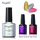 FairyGlo Well-Selected 3 Colour PCS Neon Gel Nail Polish Base and Top Coat UV LED Soak Off Shimmer Super Bling Manicure Nail Art Exclusive Beauty Wearing Collection Perfect Gift Set 10ml 166