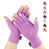 DISUPPO Arthritis Gloves Women and Men Relieve Pain from Rheumatoid, RSI,Carpal Tunnel, Compression Gloves Fingerless for Computer Typing, Dailywork, Hands and Joints Pain Relief (Purple, Medium)