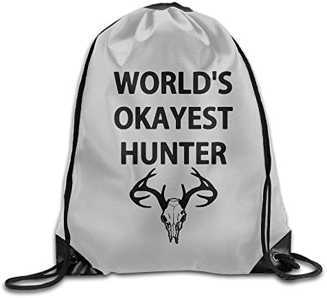 LINNA World's Okayest Hunter Deer Durable Drawstring Sackpack Travel Valise Bag