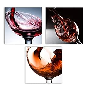 Canvas Wall Art Abstract Wine Cup Pictures Home Wall Decorations for Kitchen Streched and Framed - 12"x12"x3 Panels