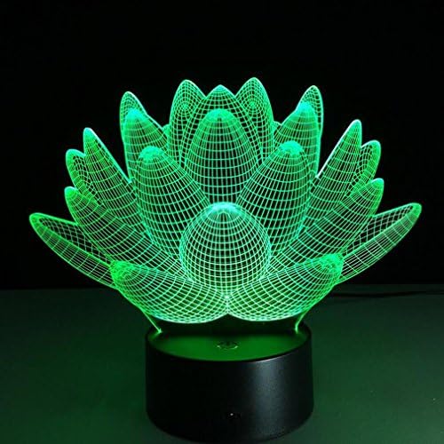 CARYY 3D LED Illusion Lamp, 7 Colors Remote Control Dimensional Visual Lotus Light, Optical Night Lights, Decoration Atmosphere Table Lamps, Children Christmas Birthday Gifts