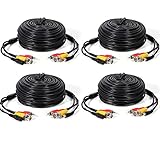 Masione 4 Pack 50ft Security Camera Video Audio Power Cable Wire Cord for CCTV dvr Surveillance System
