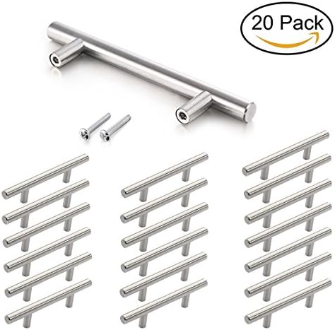 Wonninek T-bar Kitchen Cabinet Handle Pull 96mm Furniture Hardware Drawer Cupboard Knob Stainless Steel 6 Inch Length - 20 Pack