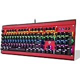 EasySMX SI-2029 Mechanical Keyboard Blue Switch LED Customizable Backlight 50 Million Keystrokes Key Life N-Key Rollover with 104 Keys and 11 Multimedia Shortcut Keys for PC Gamers