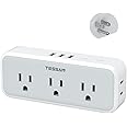 Multi Plug Outlet Splitter, TESSAN Wall Surge Protector 5 Outlet Extender 3 USB Charger Adapter, 3 Way Multiple Power Electrical Plug Expander with Charging Box for Home Office Dorm Essentials