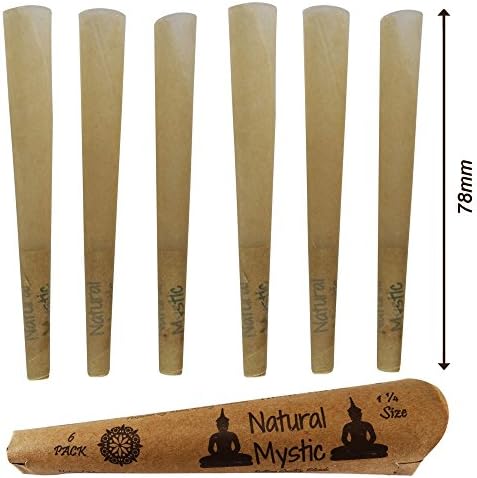 Pre-Rolled Raw Extract Cones Prerolled - Preoll Classic Rolling Paper 1 ¼ Premium Organic Filtered For Smooth Burn Control &amp; Pure Taste Natural Mystic Pre Rolled 6pcs Unrefined A+ Quality