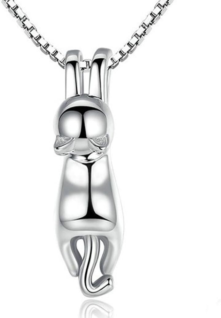 findout 925 sterling silver 3D cute cat Lover Matte surface/smooth pendant necklace (f1581)