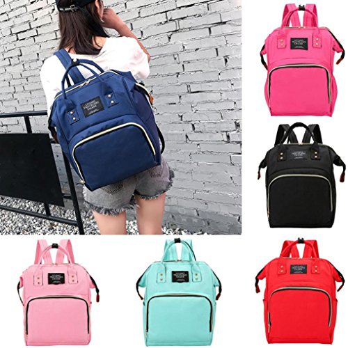 Diaper Bag Backpack Women Large Capacity School Bags Laptop Travel Nappy Bags (Hot Pink)