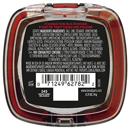 L’OREAL PARIS MAKEUP INFALLIBLE FRESH WEAR FOUNDATION IN A POWDER, UP TO 24H WEAR, WATERPROOF, RADIANT HONEY, 0.31 OZ.