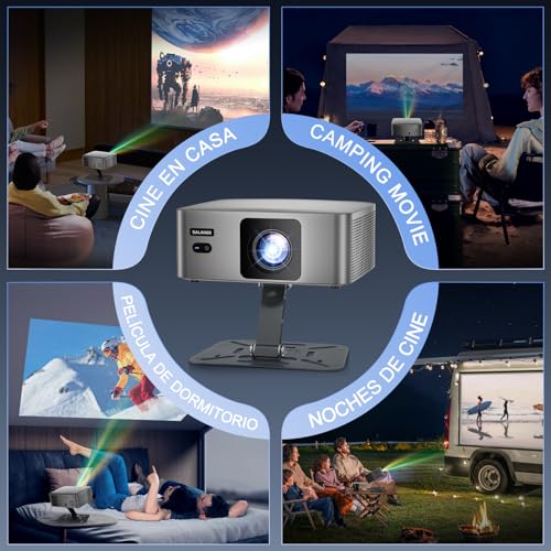 Salange Proyector Portátil, Mini Proyector 4K & 8k, Proyectores Android 14 Inteligente, WiFi 6 y Bluetooth 5.2, Auto Enfoque/Keystone, 1080P FHD Smart Projector para Exterior/Cine en Casa