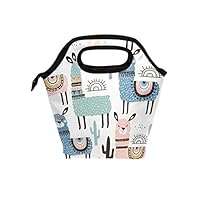 JOYPRINT Lunch Box Bag, Animal Alpaca Tropical Cactus Insulated Cooler Ice Lunchbox Tote Bag Handbag for Men Women Kids Adult Boys Girls