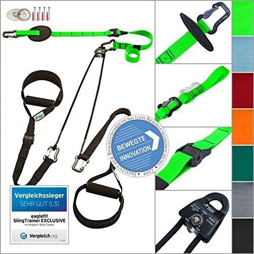 eaglefit Sling-Trainer Allround elastic, fitness equipment, sling trainer incl. pulley, length adjustment 90-310 cm, for professionals and beginners