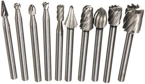 10pc/set High Speed Steel Burr Drill Bit Set Wood Carving Rasps For Dremel 1/8 Inch Shank Burs