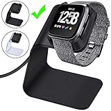 CAVN Charger Dock Compatible with Fitbit Versa/Versa Lite (Not for Versa 2), Premium Aluminum Charging Cable Cord Station Cradle Base Attached 4.2ft USB Stand Cable Smartwatch Accessories (Black)