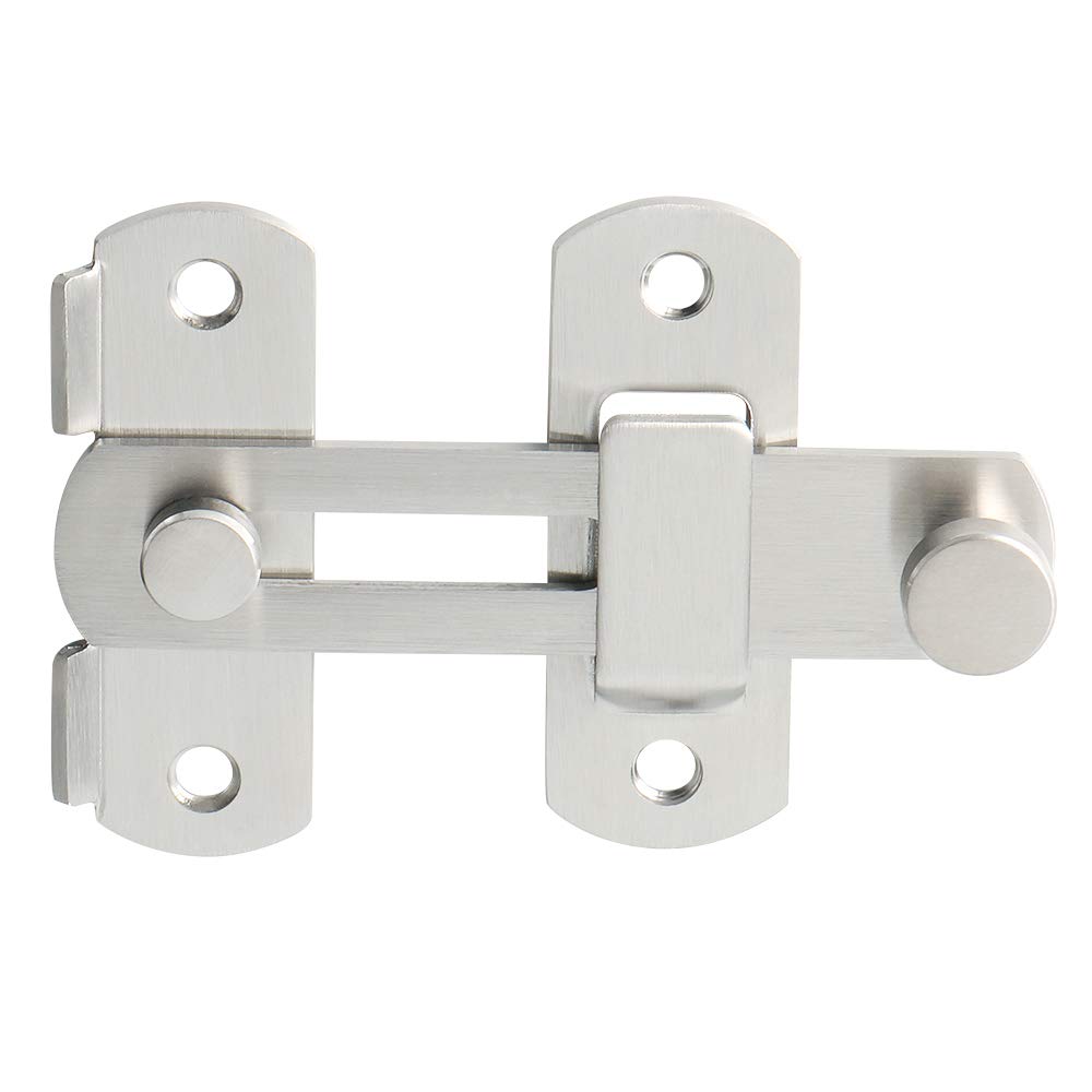 Sayayo Gate Lock Door Latch 180° Small Gate Bolt Sliding Door Lock for Wooden Gates Internal Door Garden, Stainless Steel Brushed Nickel, 2.5MM Thickness