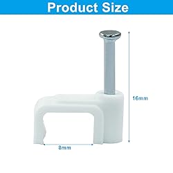 LVADUHF 200Pcs Flat Cable Wire Clips, 8mm White