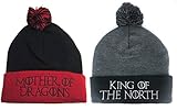 Game Of Thrones: Winter Is Here Unisex Beanies With Removable Pom (Set Of Two: King Of North & Mother Of Dragons)