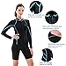 GoldFin Womens Wetsuit Jacket, 2mm Neoprene Ladies Wetsuit Top Long Sleeve Front Zip Wetsuit Shirt for Swimming Water Aerobics Diving Surfing Kayaking (Black/Aqua Stripes, X-Large)