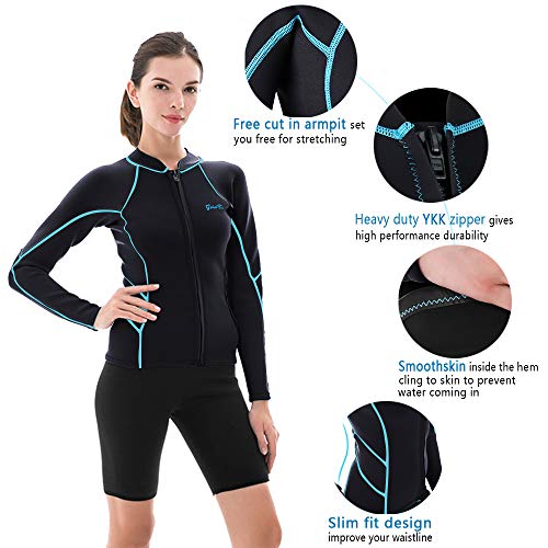 image for Goldfin Women's Wetsuit Top, 2mm Neoprene Wetsuit Jacket Long Sleeve F