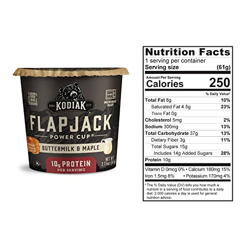Kodiak Cakes Protein Pancake Flapjack Power Cup Buttermilk and Maple
