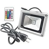 AFSEMOS 10W RGB LED Flood Lights, Outdoor Color Changing LED Security Light, 16 Colors & 4 Modes with Remote Control, Waterproof LED Floodlight, US 3-Plug, Wall Washer Light