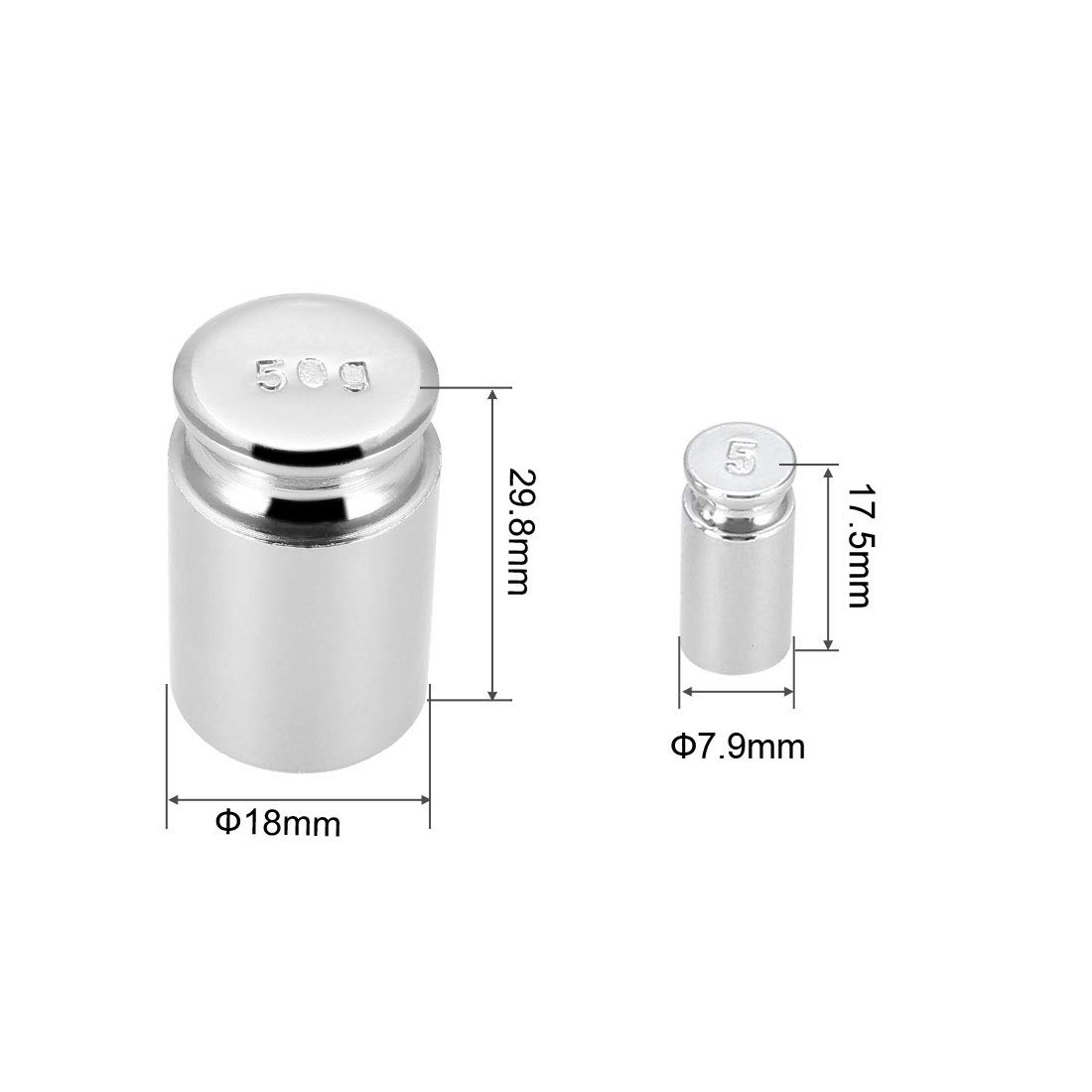 sourcing map Calibration Weight Set 5g 50g M1 Precision Chrome Plated Steel for Digital Balance Scales - Image 3