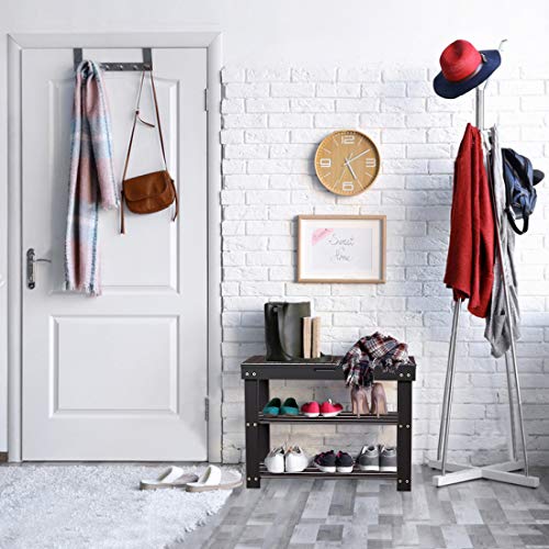 Zhuoyue Bamboo Entryway Shoe Bench - 3 Tier Shoe Rack Shelf Stand Foyer Mudroom Hallway Bench with Storage for Entryway Organizer
