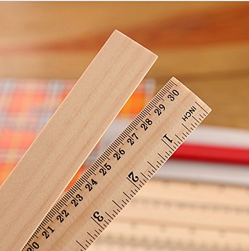 20PCS Amersumer 12 inch/ 30 cm Student Rulers Wood Rulers with Bilateral Scale, School Rulers Office Ruler Measuring Ruler, 2 Scale. (12 Inch and 30 cm)