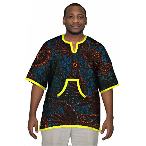 Men's Dashikis Casual Cotton Beach Party Short Sleeve African Printed Button Down Shirt Tops Blouses wyn06
