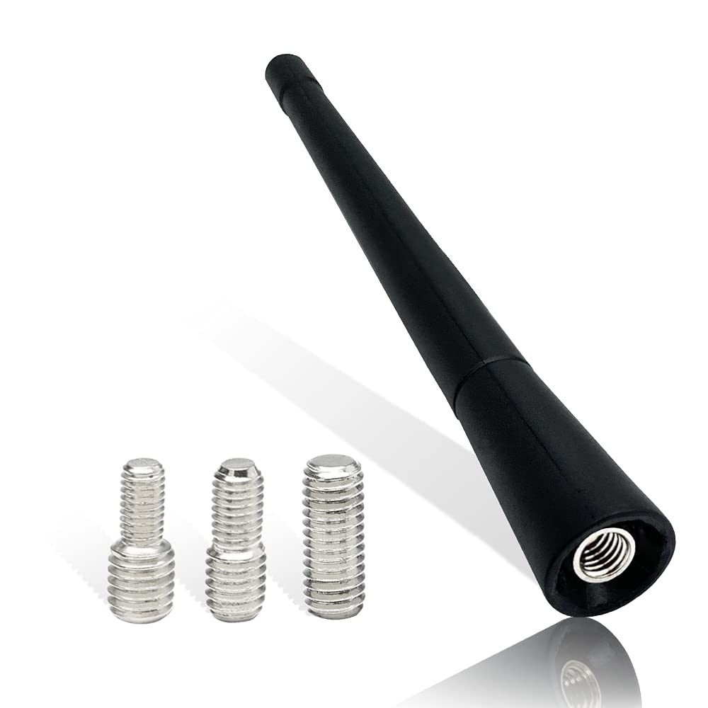 Vecys FM/AM Car Antenna Kit Auto Roof Antenna Rod Universal Short Rod with 3 Different Adapters Included (M4, M5, M6) FM/AM Radio Reception