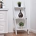 Giantex Ladder Shelf, 3.7 Ft Tall Wooden White Ladder Bookshelf, Easy to Assemble, Perfect Size for Bathroom, 3-Tier Small Wood Corner Ladder Shelf
